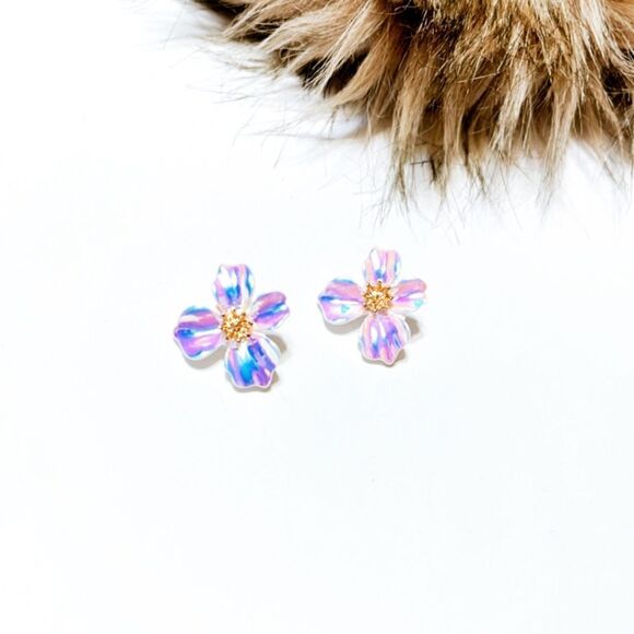 Shiny flower stud earrings N9 - Picture 1 of 5